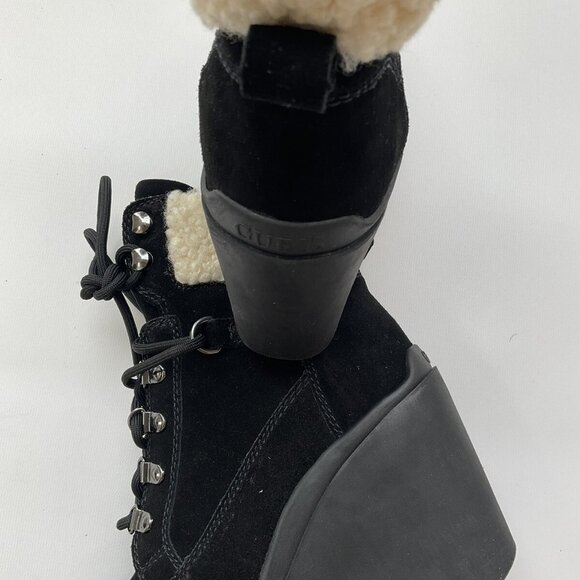 Guess Women’s Taanya Leather Wedge Booties Black Suede Size 9 - Picture 8 of 8